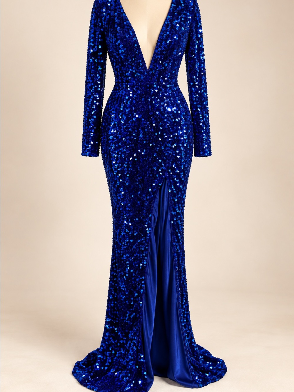 NWT Fashion Nova Jaw Dropper Royal Blue Sequin Maxi Dress M